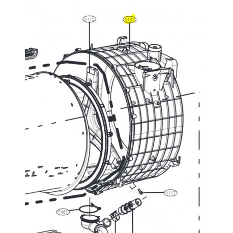 Cuba Traseira para Maquina Roupa LG
