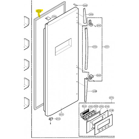 Borracha da Porta do Congelador para Frigorifico LG